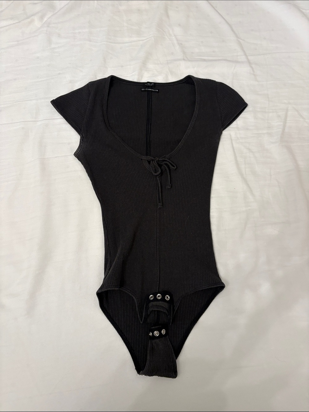 Urban Outfitters Black Ribbed Snap-Front Bodysuit